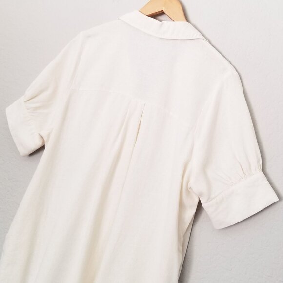 OLD NAVY Linen-Blend Shirt Dress Size L Creme De La Crème Beach Summer Everyday - Picture 13 of 16